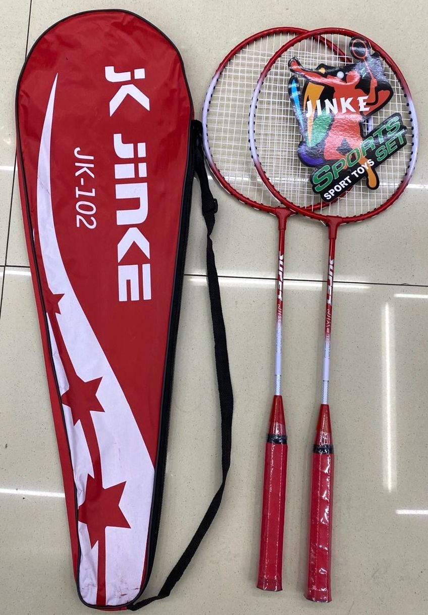Supermercado venta caliente raqueta de bádminton raqueta de entrenamiento para adultos estándar raqueta de bádminton JK1022 ferroalloy split no tejido paquete