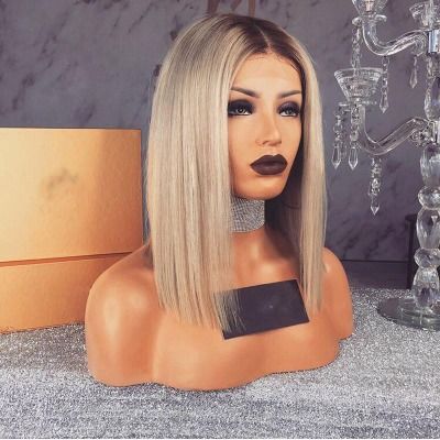 Nueva peluca de estilo europeo y americano mujeres de color creciente división media corto cabello recto fibra química cabeza falsa Specification image