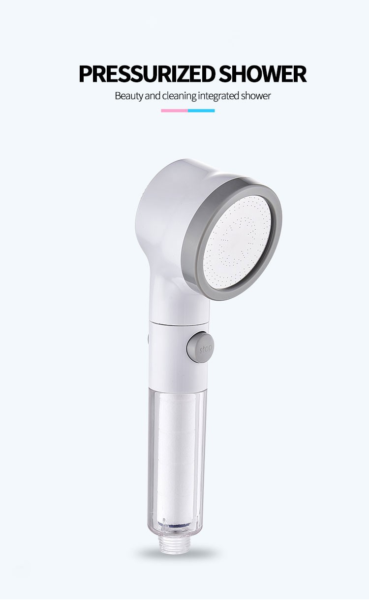 Shower head, pressurized nozzle, powerful water output, single-head household, one-button water stop, filtration and purification showerhead detail image 1