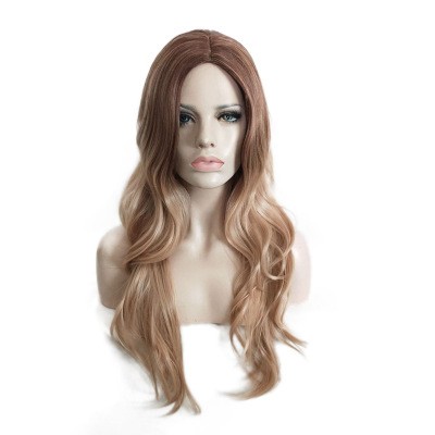 New European and American wig with high-temperature synthetic fiber long curly hair gradient dyeing detail image 4