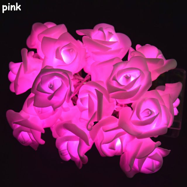 Valentine's Day decorative color lights: 3-meter 20-lamp rose battery light string Specification image