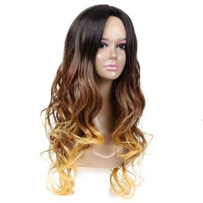 New European and American wig for women with gradient synthetic fiber headwear