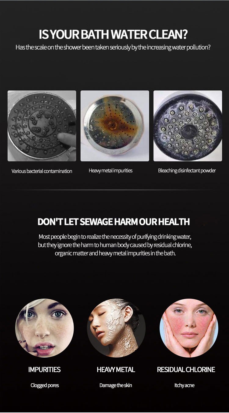 Shower head, pressurized nozzle, powerful water output, single-head household, one-button water stop, filtration and purification showerhead detail image 6