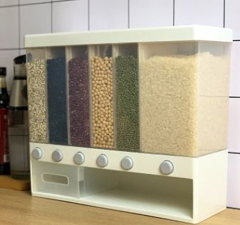 壁挂式分格五谷杂粮罐米桶分类计量米缸自动出米塑料储物罐密封罐详情图3