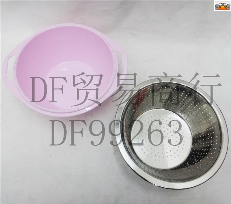 DF99263    沥水篮 彩色多用密孔沥水盆桶双耳淘洗米筛水果蔬沥控水篮盆   DF  TRADING HOUSE详情图12