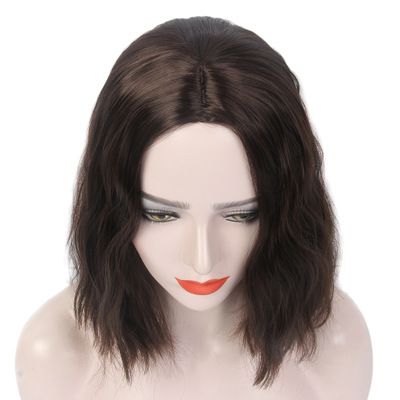 A new wig for short, medium-parted, slightly wavy, medium-long and synthetic fiber hair for European and American women Specification image