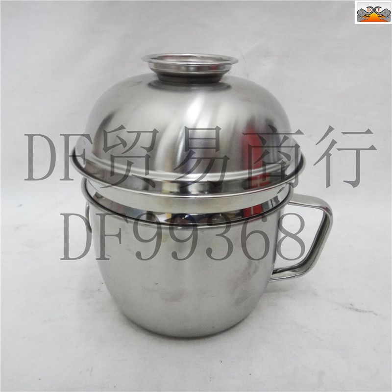 DF99368 14cm Korean fast food cup 304 stainless steel fast food cup Double lunch box instant noodles cup bento DF TRADING HOUSE