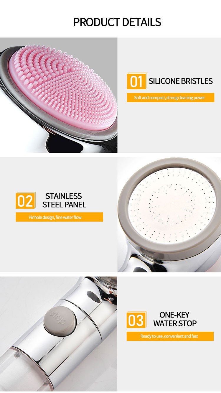 Shower head, pressurized nozzle, powerful water output, single-head household, one-button water stop, filtration and purification showerhead detail image 9