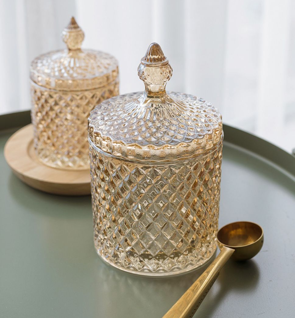 Glass sugar bowl diamond sugar bowl gold grey magic color thumbnail