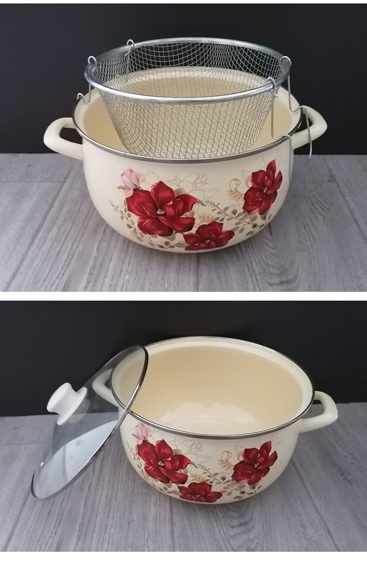 26cm enameled pan fryer saucepan Saucepan household glass cover with two ears thumbnail