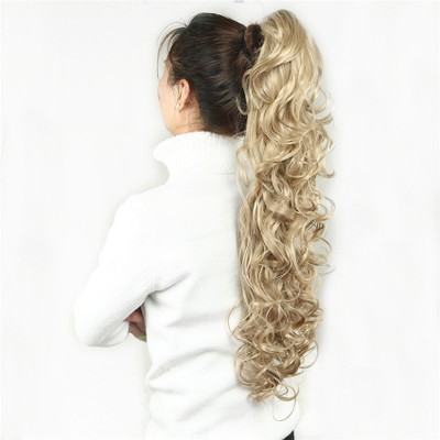 Synthetic fiber European beauty fashion, natural, fluffy long curly hair wig, girls' claw clip style ponytail tiger clip detail image 5