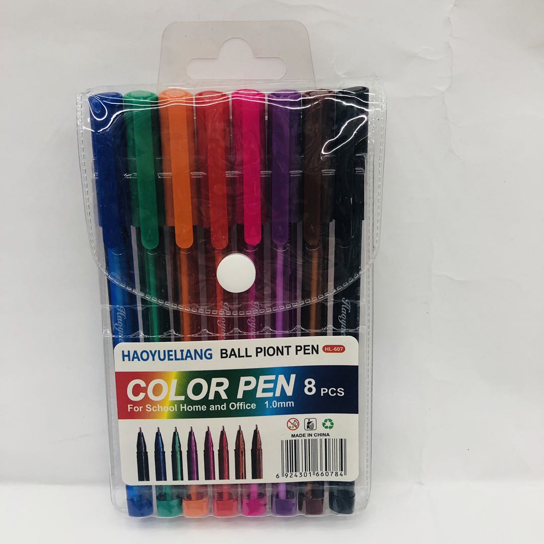 Color BALL POINT PEN 6 colors 8 colors 10 colors 12 colors 607 HAOYUELIANG BALL POINT PEN Specification drawing