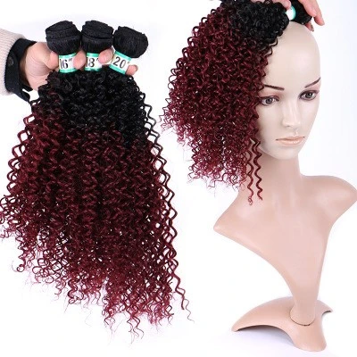 Two-color three-piece set of synthetic fiber hair curtains and multi-color African wigs detail image 4