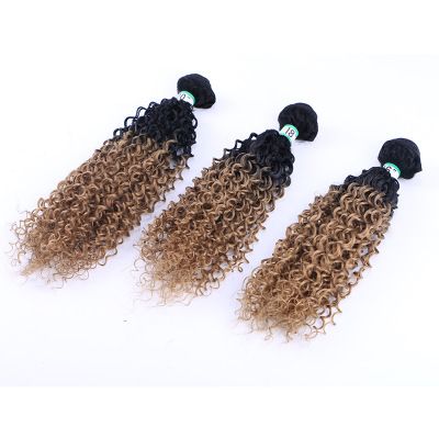 Two-color three-piece set of synthetic fiber hair curtains and multi-color African wigs Specification image