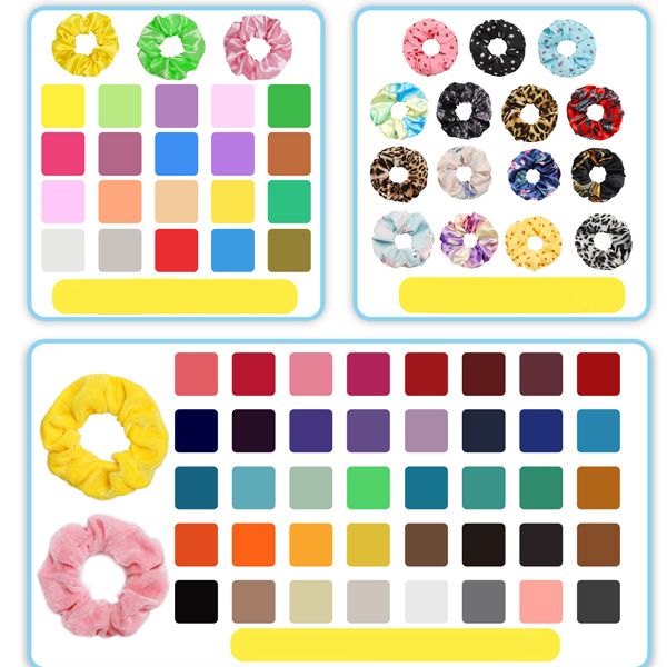 Runte 75-color set, 40-color European and American velvet hair band, 20-color satin large intestine hair band, 15-color floral large intestine band Specification image