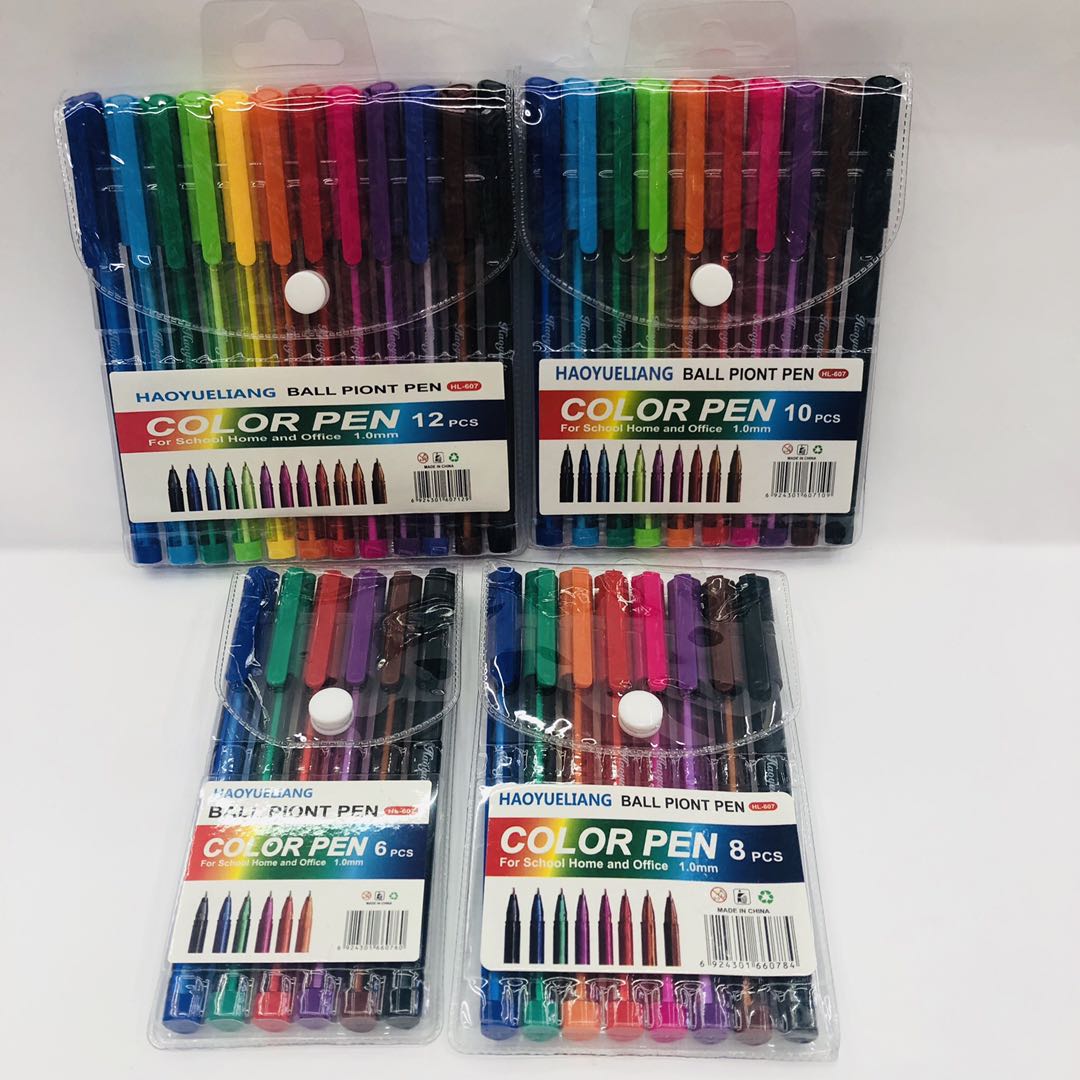 Color BALL POINT PEN 6 colors 8 colors 10 colors 12 colors 607 HAOYUELIANG BALL POINT PEN Item Picture