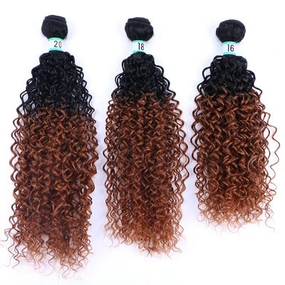 Two-color three-piece set of synthetic fiber hair curtains and multi-color African wigs detail image 5