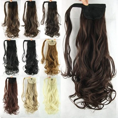 Velcro ponytail curly hair, ponytail synthetic fiber hair extension detail image 1