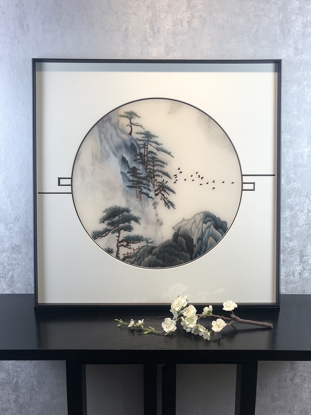 空白宣纸卡纸/地板上的镜子/书法空白卡纸/宣紙/扇面白底实物图
