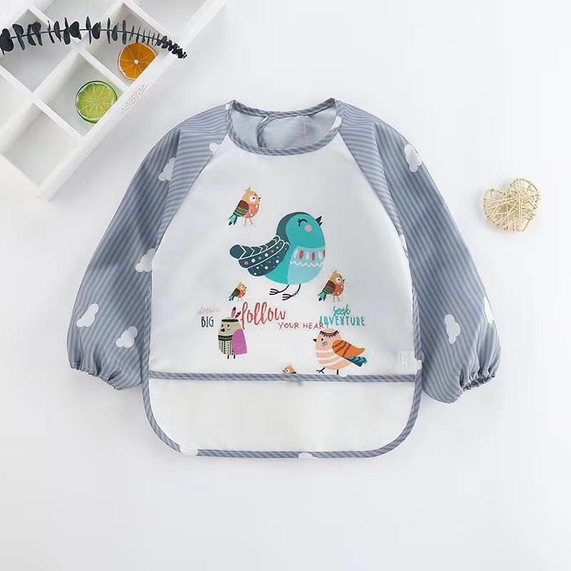 Baby smock, children's feeding bib, infant feeding bib, waterproof and dirt-resistant for autumn and winter, long-sleeved reversible dressing apron, drawing clothes Application Scenario