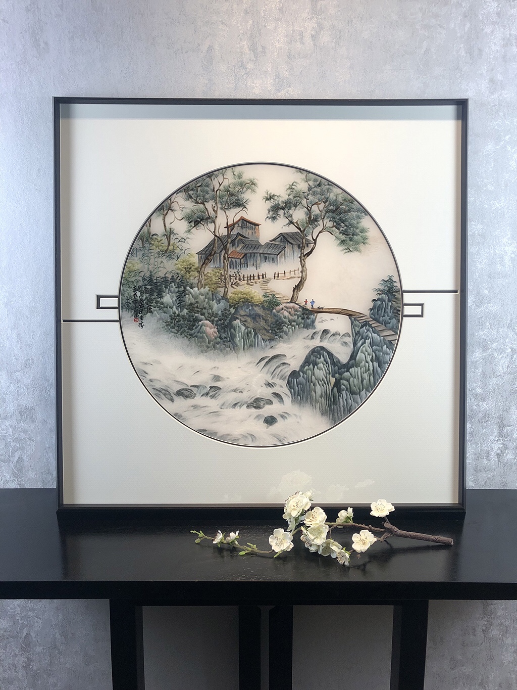 空白宣纸卡纸/地板上的镜子/书法空白卡纸/宣紙/扇面细节图