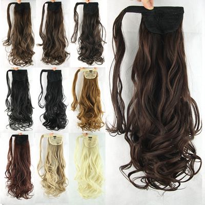 Velcro ponytail curly hair, ponytail synthetic fiber hair extension