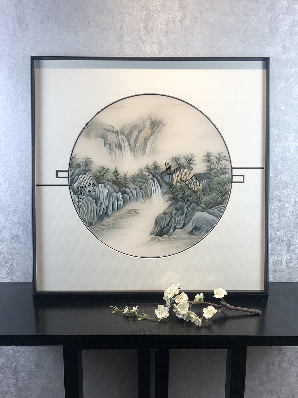 空白宣纸卡纸/地板上的镜子/书法空白卡纸/宣紙/扇面产品图