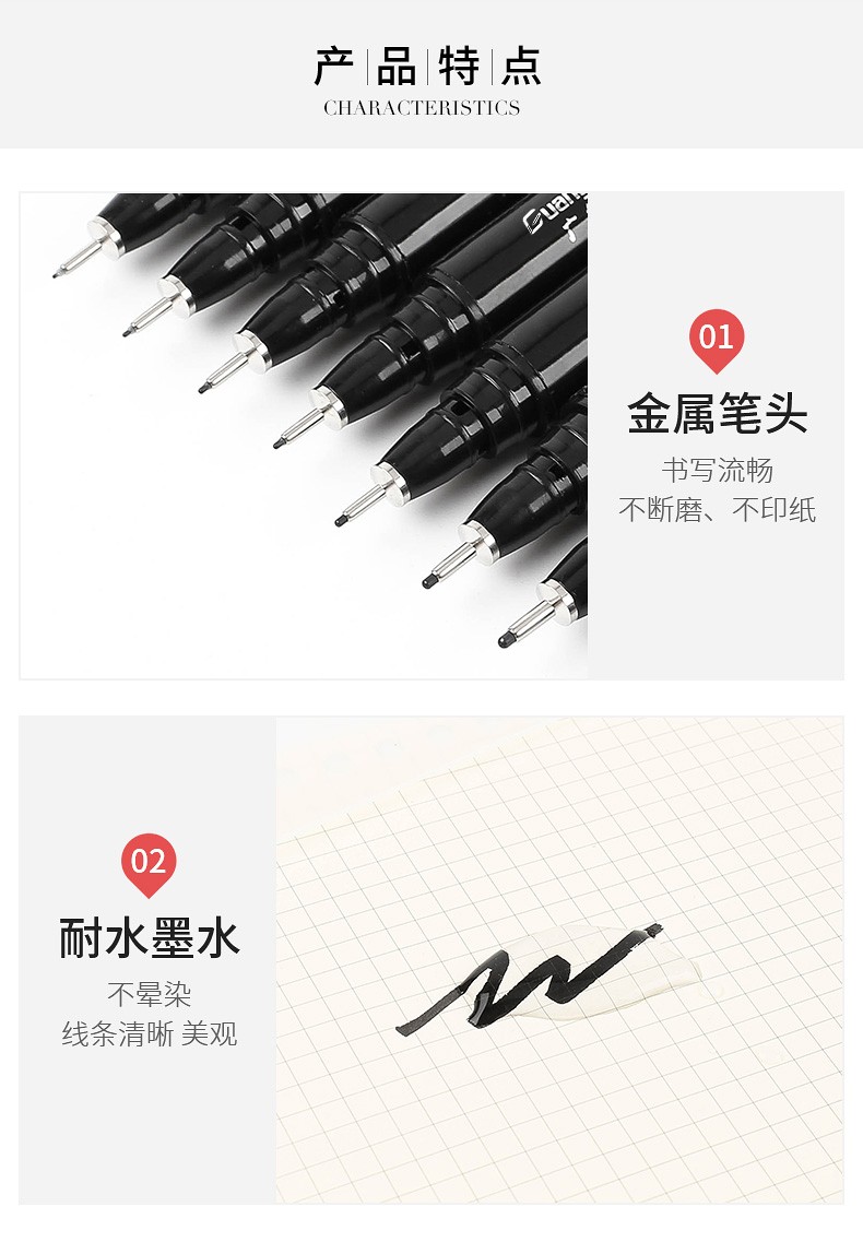 A set of 8050-12 needle tube drawing, outlining, comic, student design, office signature and writing pens pic 9