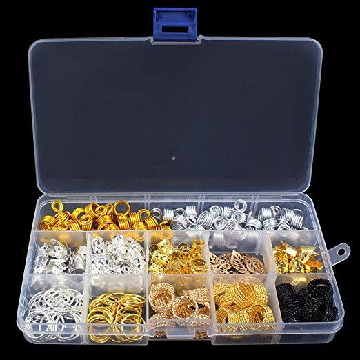 Wig, braid buckle, hair loop, large hole printed flower and wood beads, hidden silver pendant, hollowed-out flower tube set detail image 2