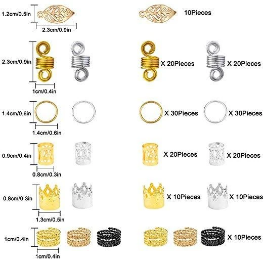 Wig, braid buckle, hair loop, large hole printed flower and wood beads, hidden silver pendant, hollowed-out flower tube set detail image 4