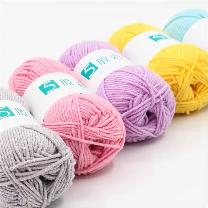 Bao Bao wool 5-strand milk cotton medium-thick wool thread, pure cotton thread, hand-knitted crochet thread, diy scarf thread, free shipping detail image 3