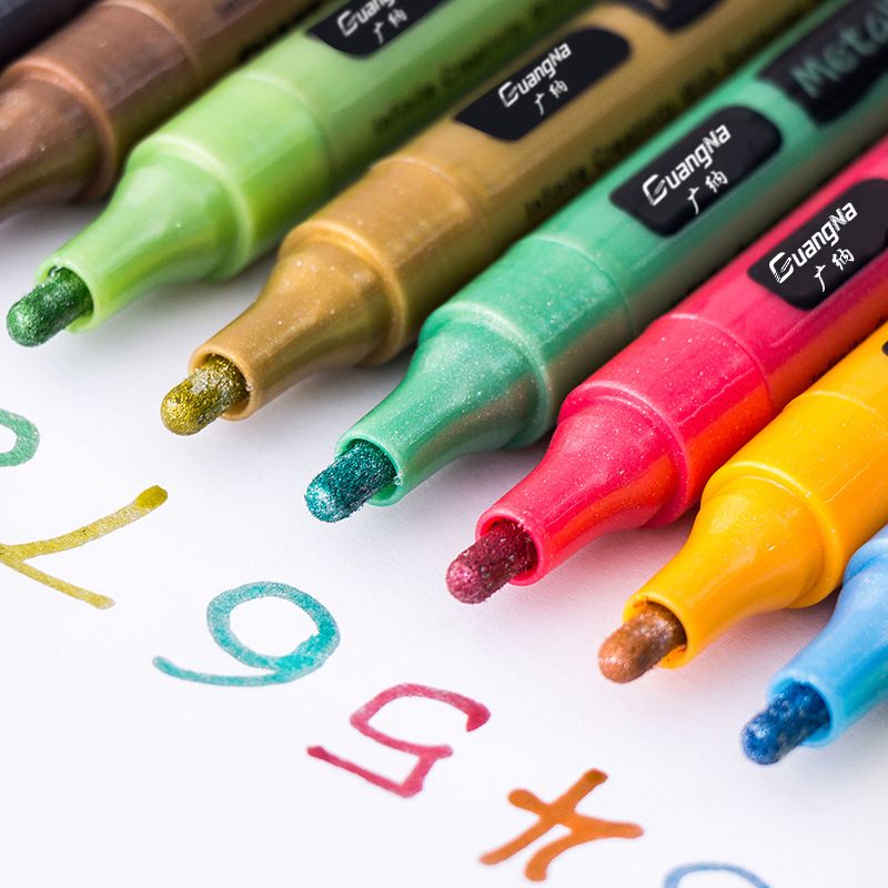Guangna Water-based marker Pen S535 Album DIY Super Cool Black Card Doodle Pen 12-color drawing pen Specification image