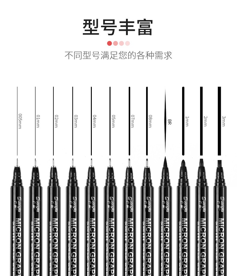 A set of 8050-12 needle tube drawing, outlining, comic, student design, office signature and writing pens pic 3