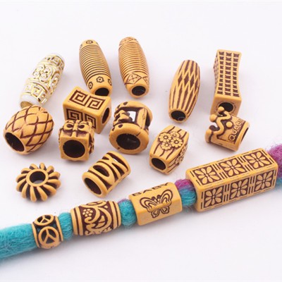 Reggae dreadlock jewelry beads, African dreadlock decoration, large-hole wood-like plastic beads, large-hole beads detail image 3