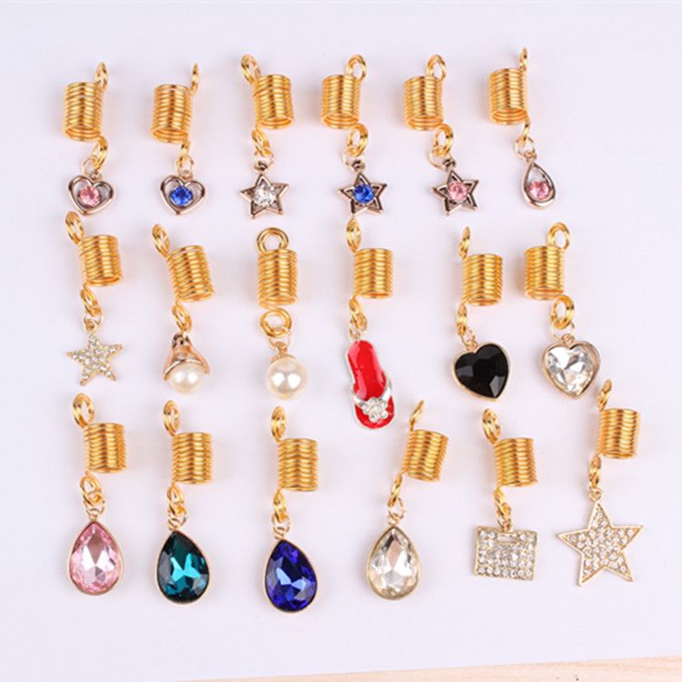 Wig accessories, hair extension rings, hair extension buckles, black dreadlocks, reggae decorative spring buckles