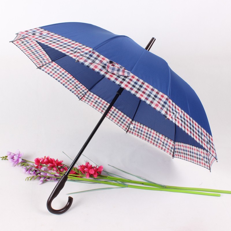 The checkered edge umbrella, the large-sized automatic long-handled umbrella, the best-selling export product, the universal straight-handled umbrella for women detail image 4