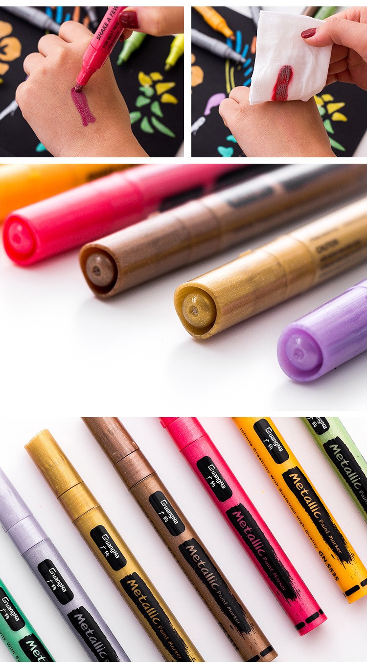 Guangna Water-based marker Pen S535 Album DIY Super Cool Black Card Doodle Pen 12-color drawing pen pic 10