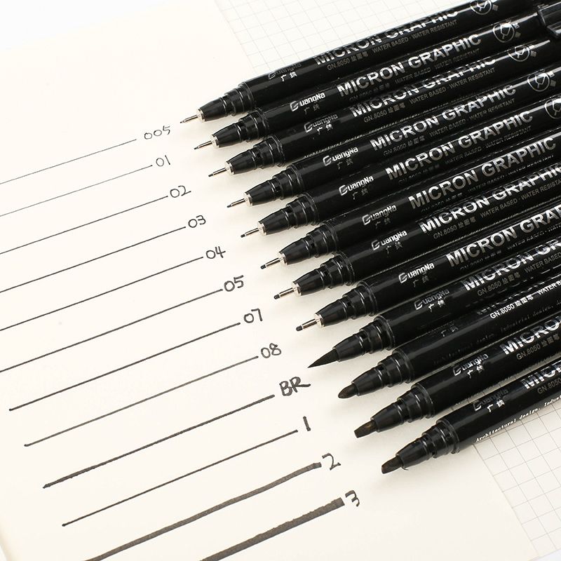 A set of 8050-12 needle tube drawing, outlining, comic, student design, office signature and writing pens details Picture