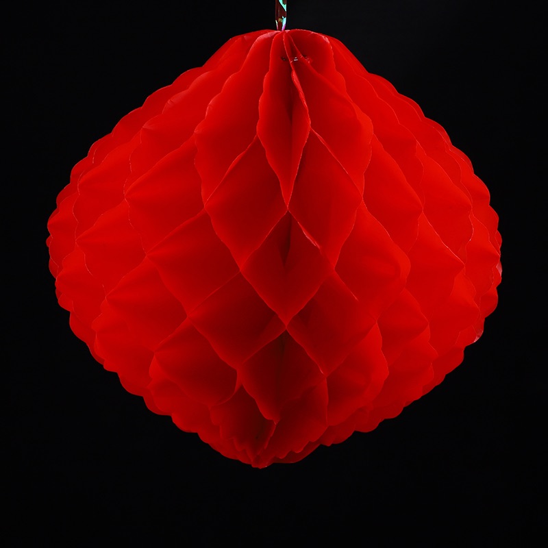 波浪球灯笼 油红纸塑料 红灯笼 室外宫灯 折叠蜂窝孔胶球