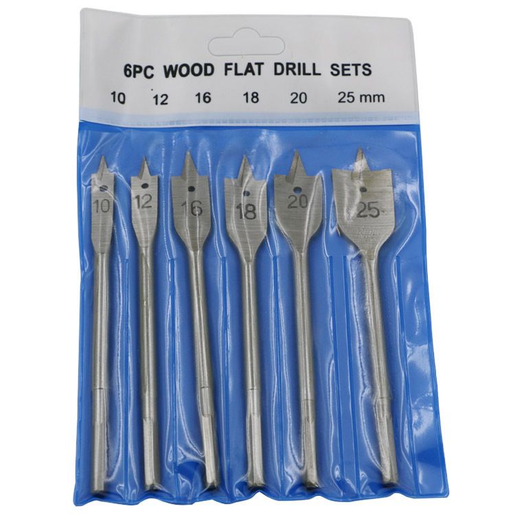 6PC three-point flat drill for woodworking, hexagonal handle, hole opener for woodworking, set with flat drill board and hardware tools thumbnail