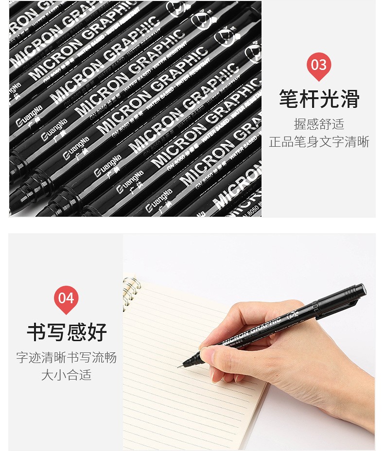 A set of 8050-12 needle tube drawing, outlining, comic, student design, office signature and writing pens pic 10