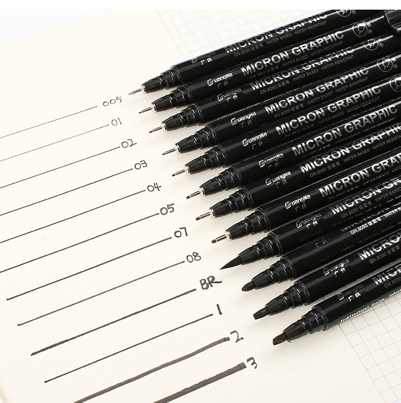 A set of 8050-12 needle tube drawing, outlining, comic, student design, office signature and writing pens pic 1