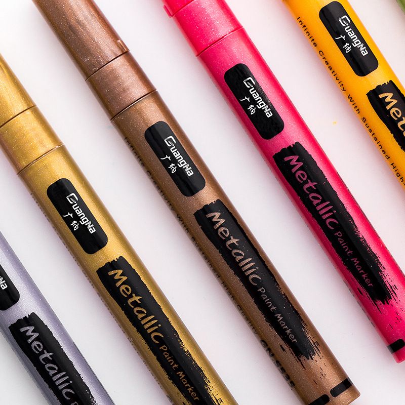 Guangna Water-based marker Pen S535 Album DIY Super Cool Black Card Doodle Pen 12-color drawing pen details Picture