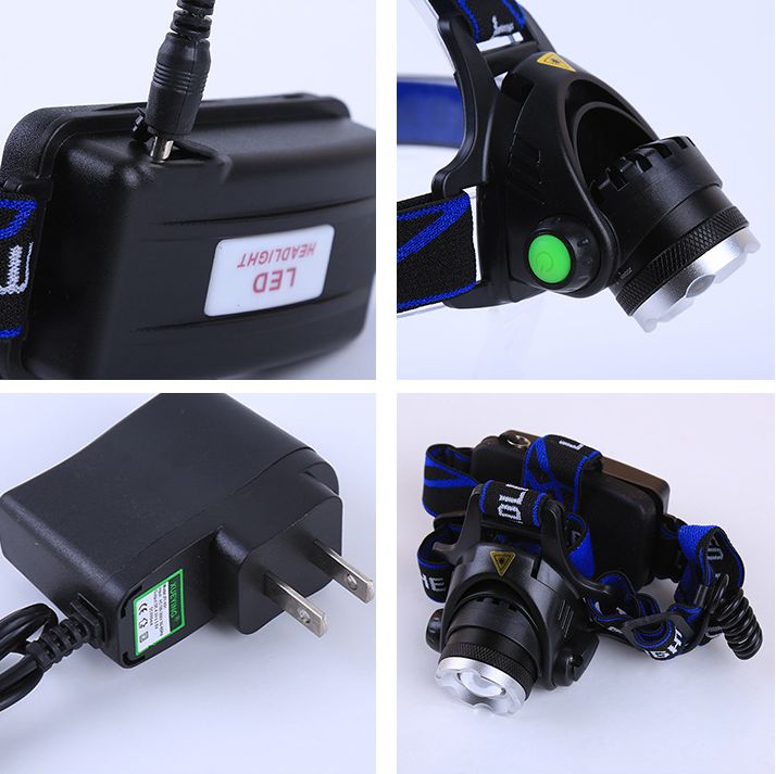 跨境T6头灯LED铝合金充电头灯户外变焦狩猎灯钓鱼头灯细节图