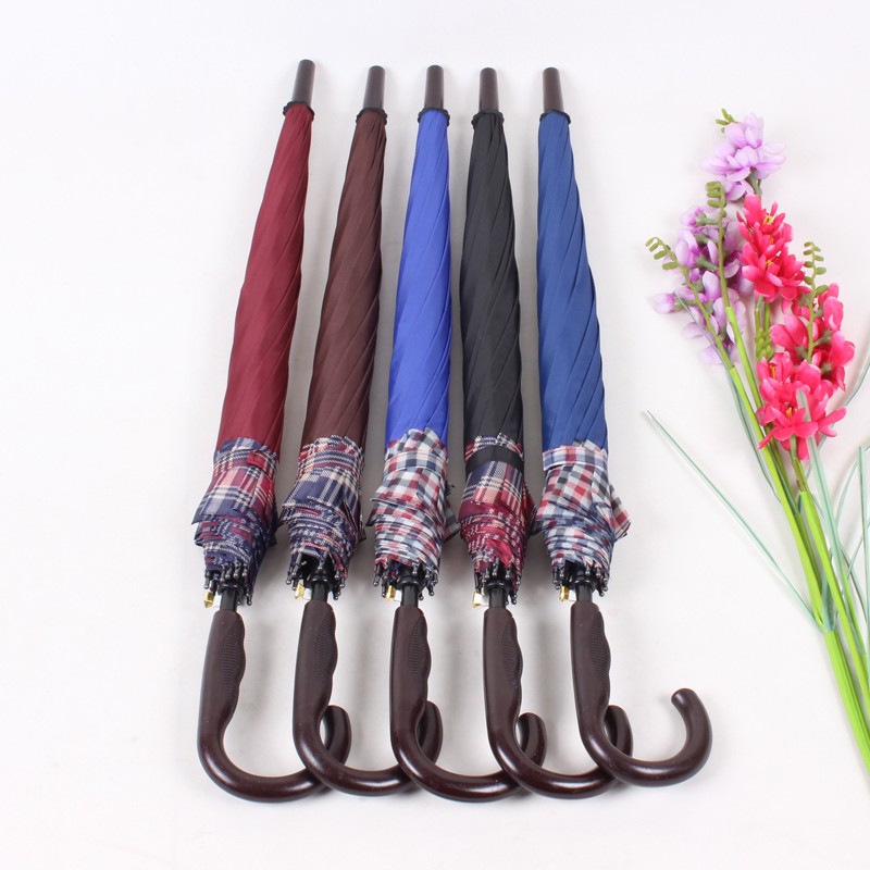 The checkered edge umbrella, the large-sized automatic long-handled umbrella, the best-selling export product, the universal straight-handled umbrella for women detail image 6
