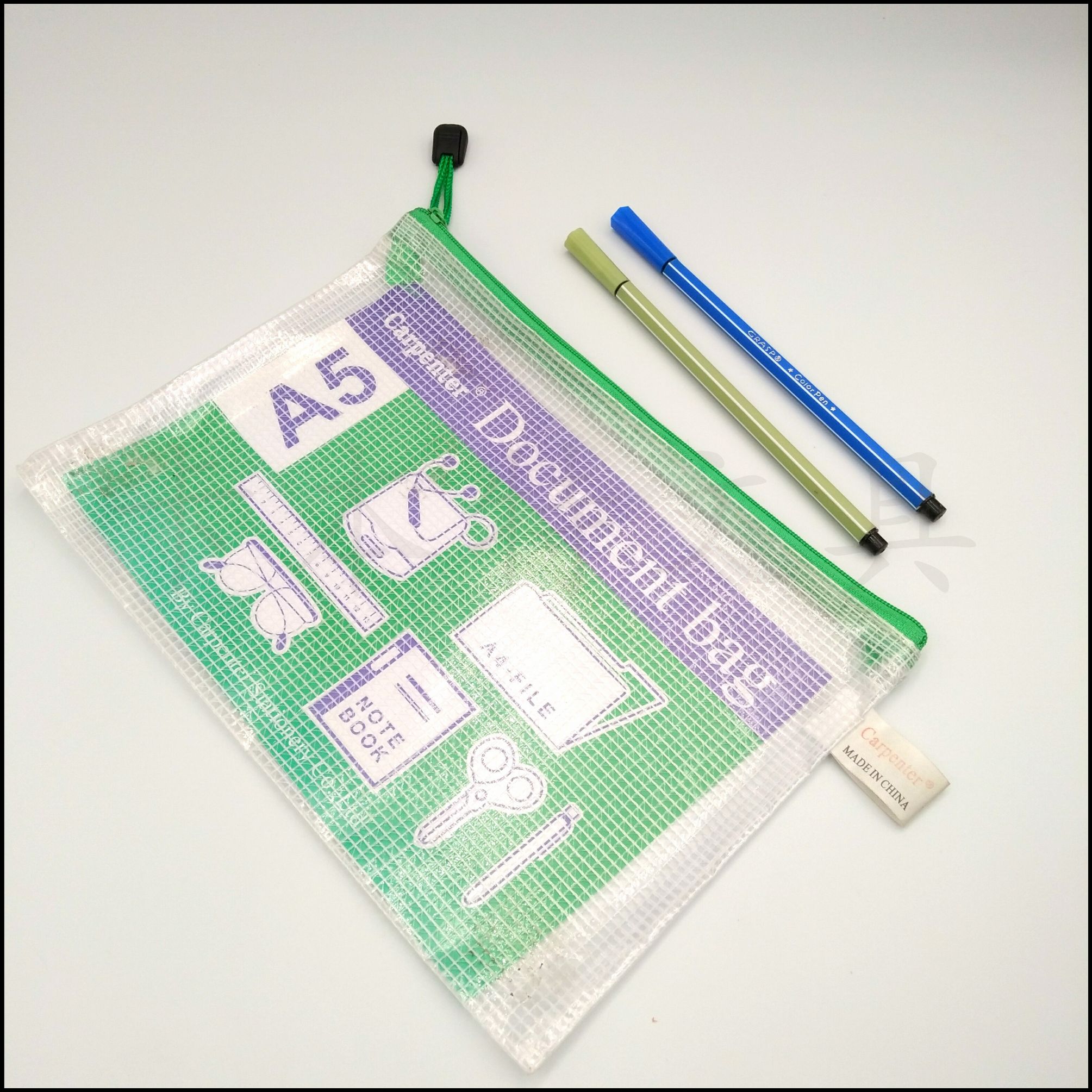 B5 Zipper bag Office information bag Mesh file bag Student pencil bag note bag