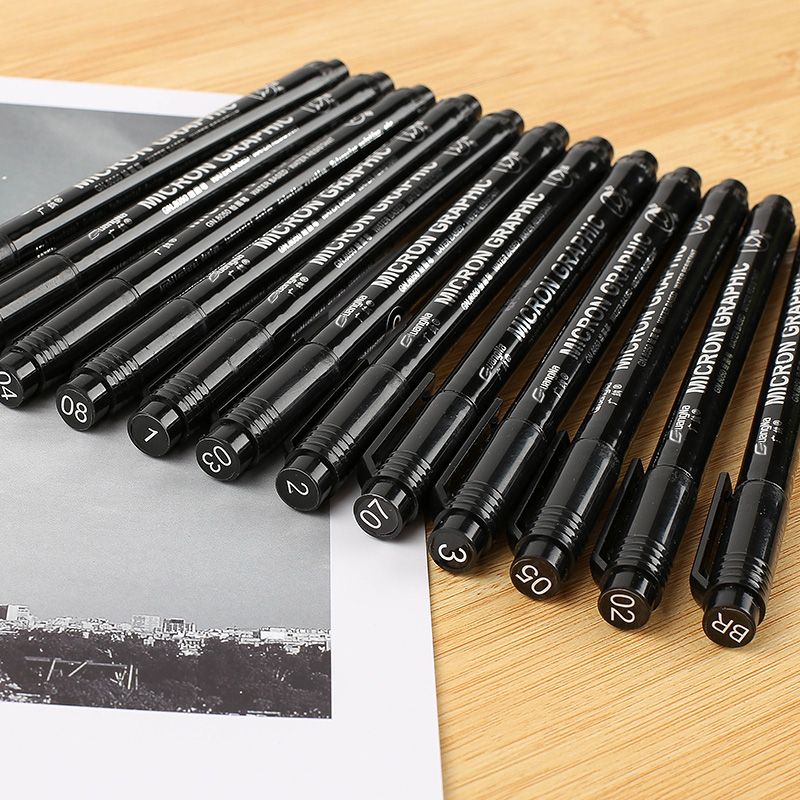 A set of 8050-12 needle tube drawing, outlining, comic, student design, office signature and writing pens Specification image