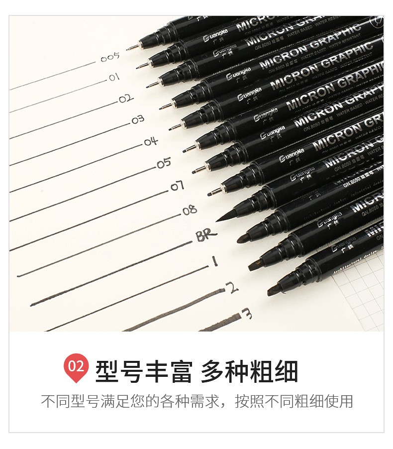 A set of 8050-12 needle tube drawing, outlining, comic, student design, office signature and writing pens pic 13