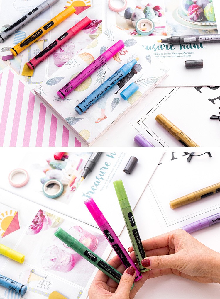 Guangna Water-based marker Pen S535 Album DIY Super Cool Black Card Doodle Pen 12-color drawing pen pic 9