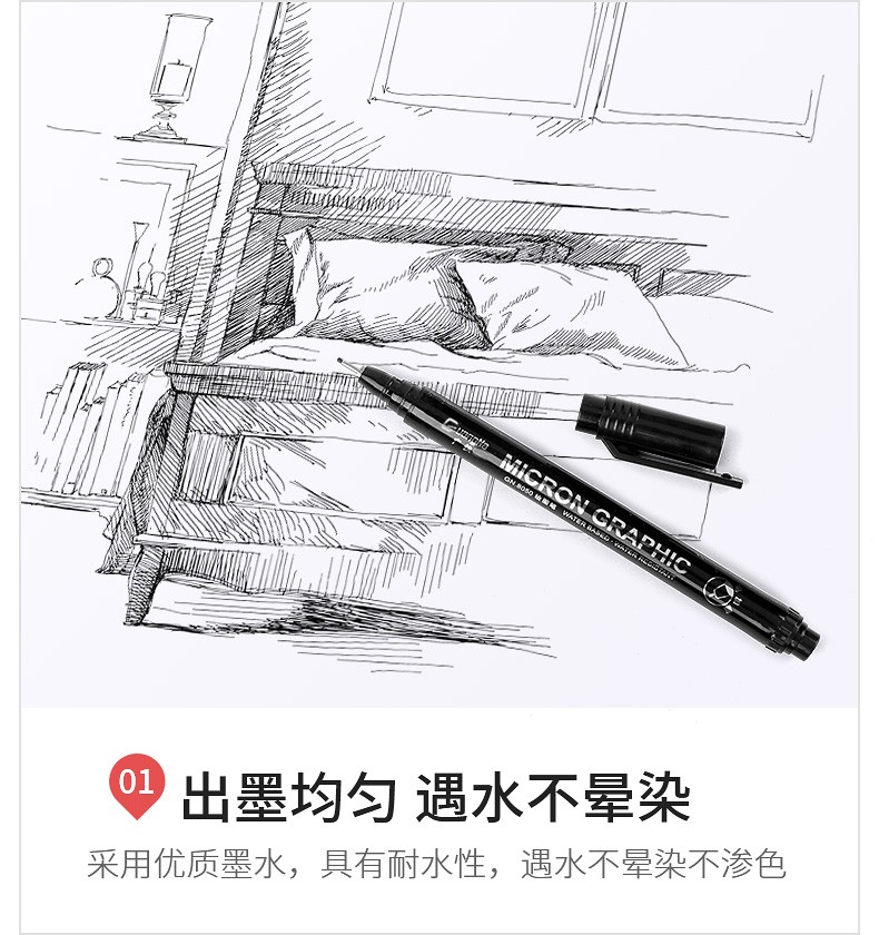 A set of 8050-12 needle tube drawing, outlining, comic, student design, office signature and writing pens pic 12